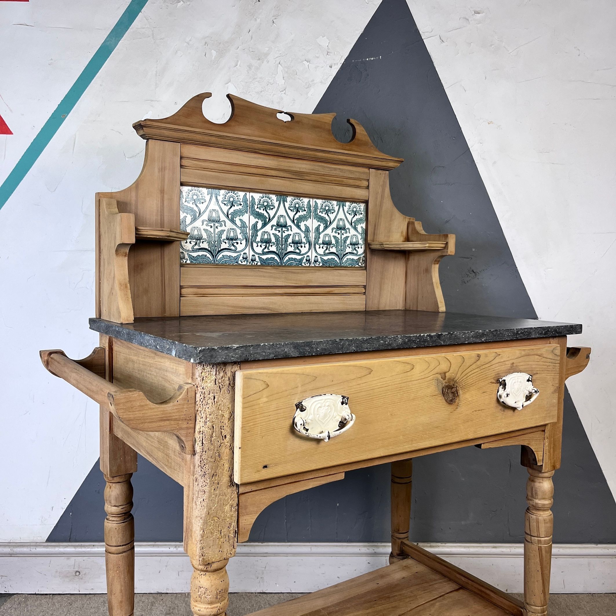 ​Victorian Pine Washstand Vintage Bathroom Storage