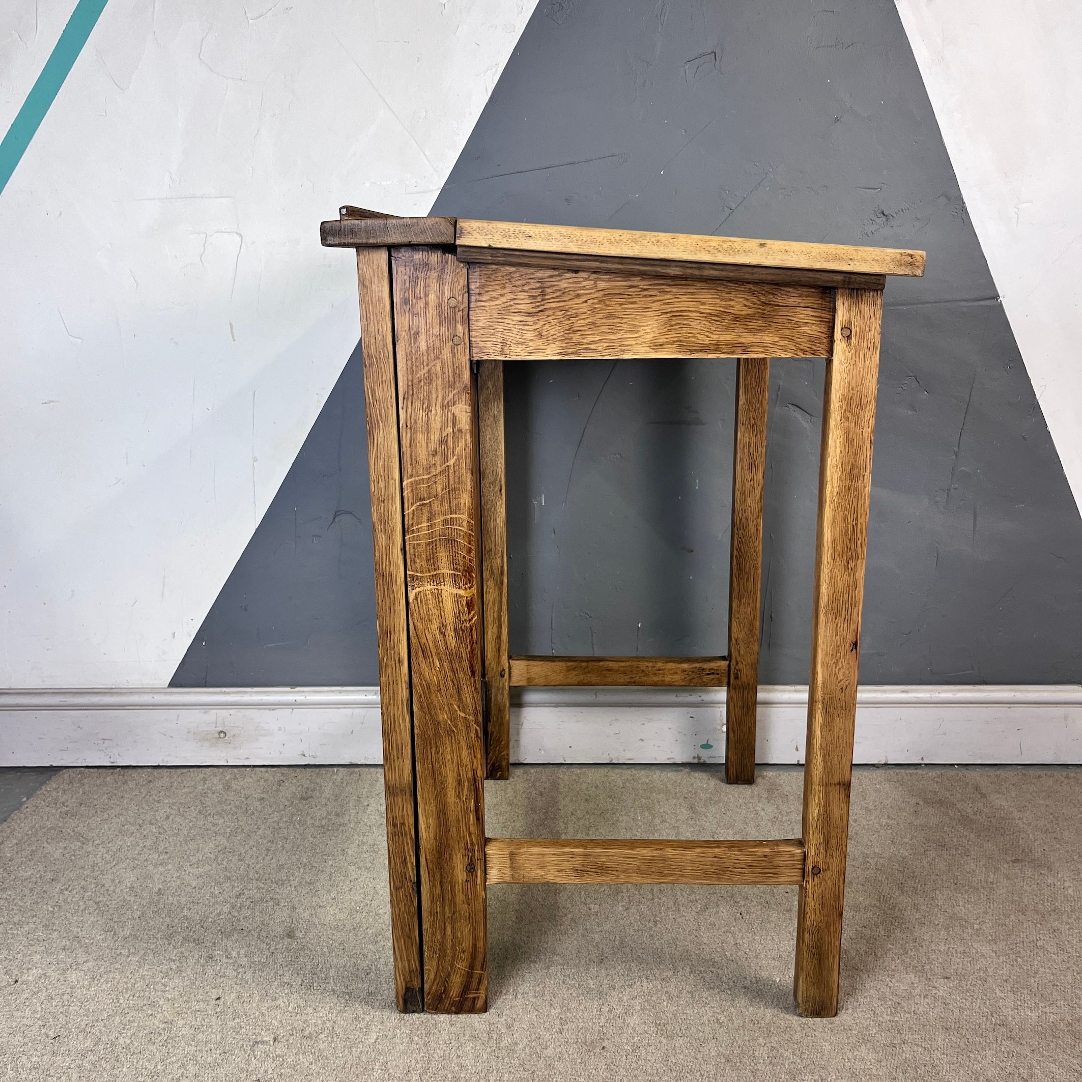 Wooden Oak Antique Folding School Desk