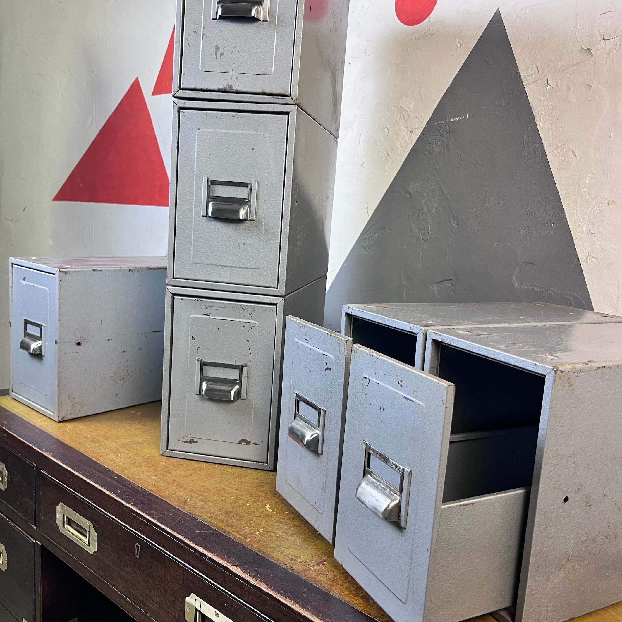 Mid Century Industrial Index Stacking Drawers