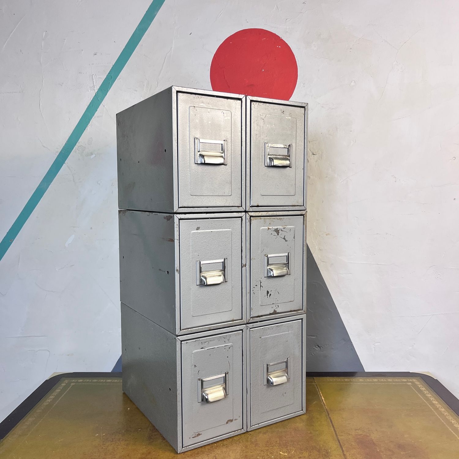 Mid Century Industrial Index Stacking Drawers