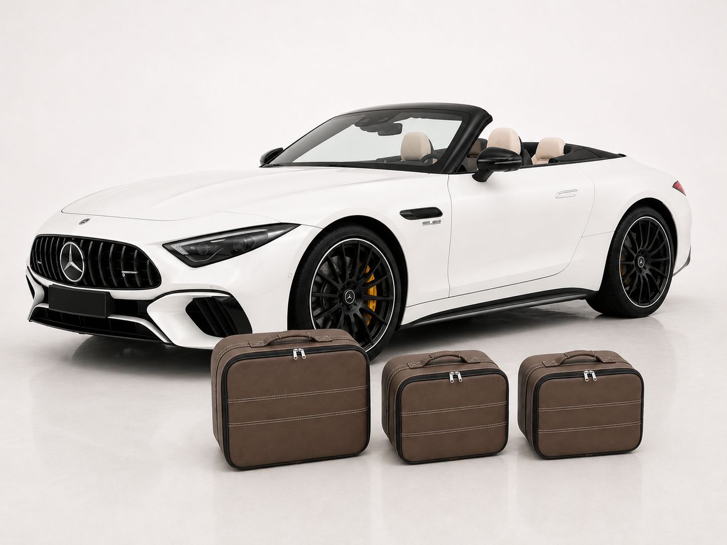 Roadsterbag luggage set trunk Mercedes SL R232 3-piece leather in Espresso color Roadsterbag luggage set trunk Mercedes SL R232 3-piece leather in Espresso color
