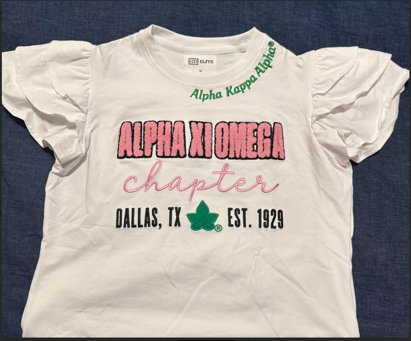 Alpha Xi Omega Chapter Ruffle Shirt 2XL - 4XL ($48 + Transaction Fee)