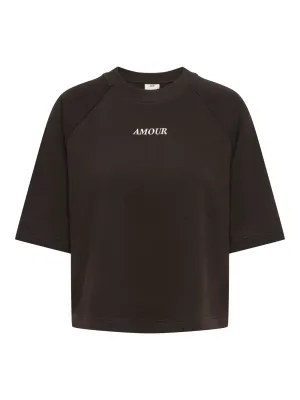 Sweater top / sweater met korte mouw - OLIVIA - bruin