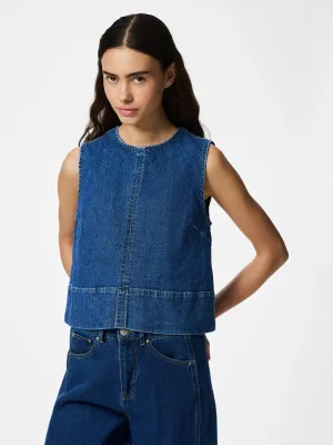 Top - SILKE - medium blue denim