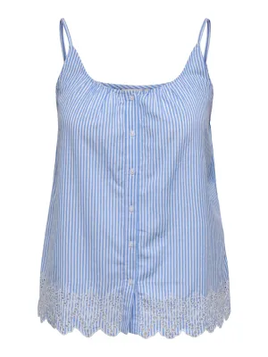 + Top - TULUM - blauw/wit