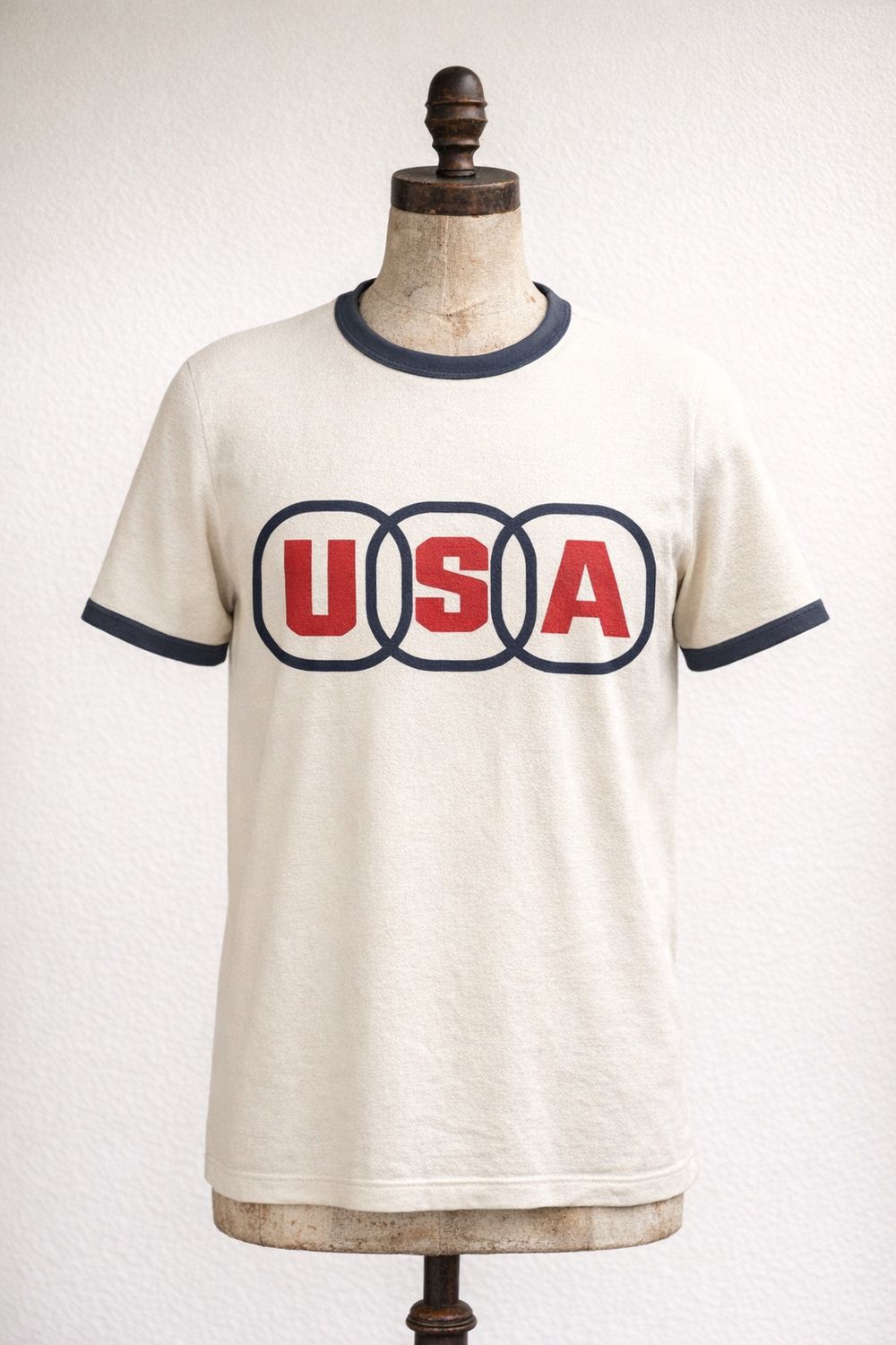 USA MODERNIST RINGER ORGANIC COTTON T SHIRT