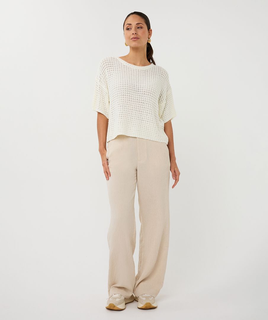 Esqualo Pull: Off White, Ajour brei