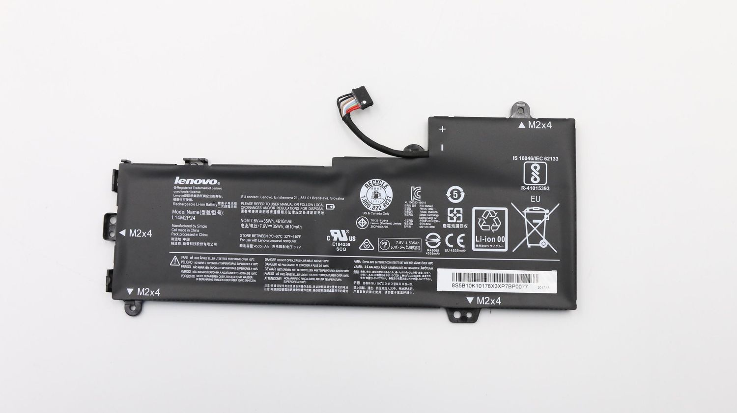 Bateria Original Lenovo E31-70 U31-70 Series 7.6V 4610mAh 35Wh L14M2P24 , 5B10H13092 , 5B10H13096 , 5B10K10178