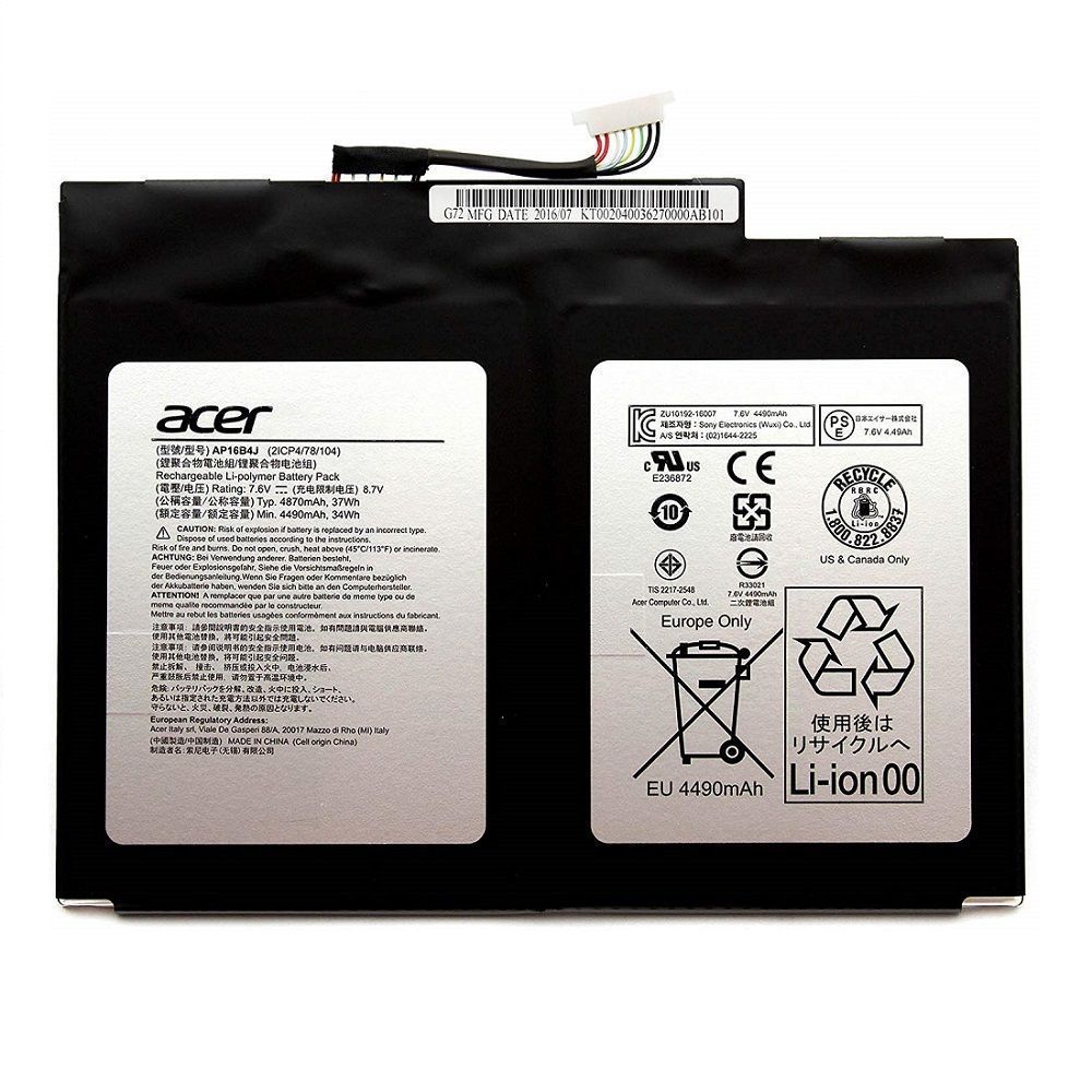 Bateria Original Acer Aspire Switch Alpha 5-271 7.6V 4870mAh 37W AP16B4J , KT.00204.003​ , KT.00204.005