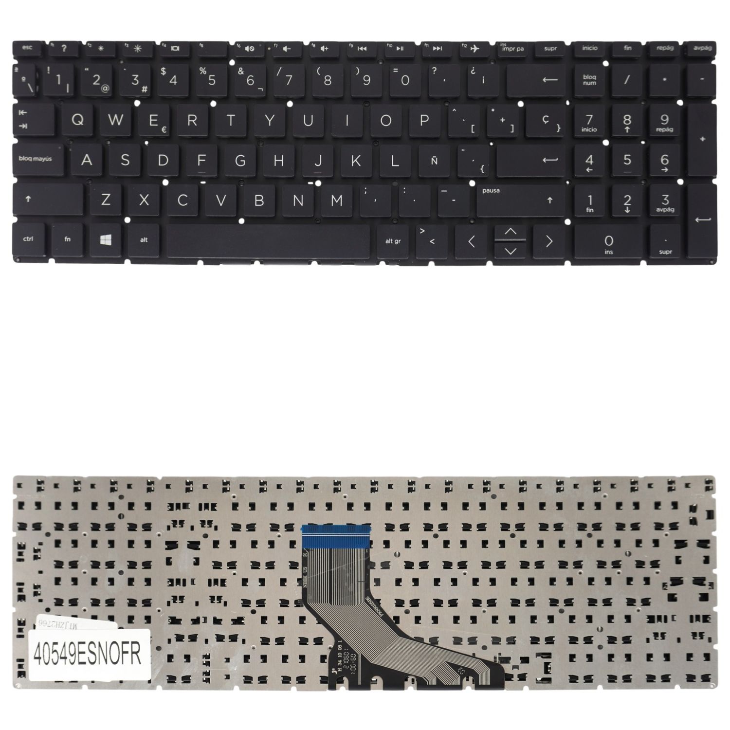 Teclado Español Negro HP 15-DA 15-DB 250 G7 255 G7 15-CX 15-DK 15-CN 15-CR 15-CS NSK-XN5BC , 9Z.NEZBC.501 , PK1329I1D00 , L20387-001 , L20386-001