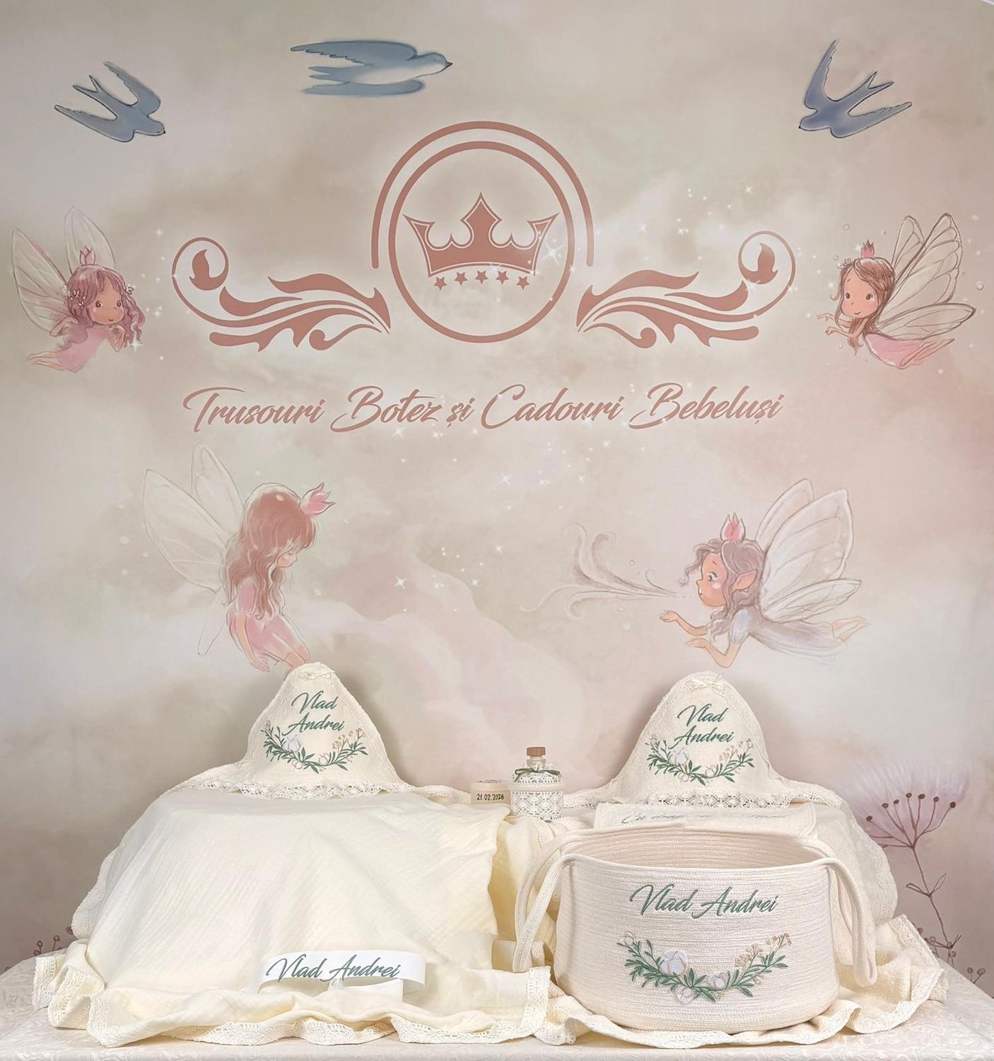 Trusou Botez Muselina Eucalipt Vlad - Set Biserica Premium