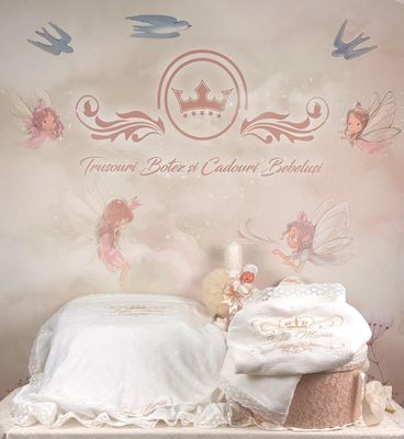 Trusou Botez Personalizat Muselina Regal - Set Biserica Trusou Botez Personalizat Muselina Regal - Set Biserica