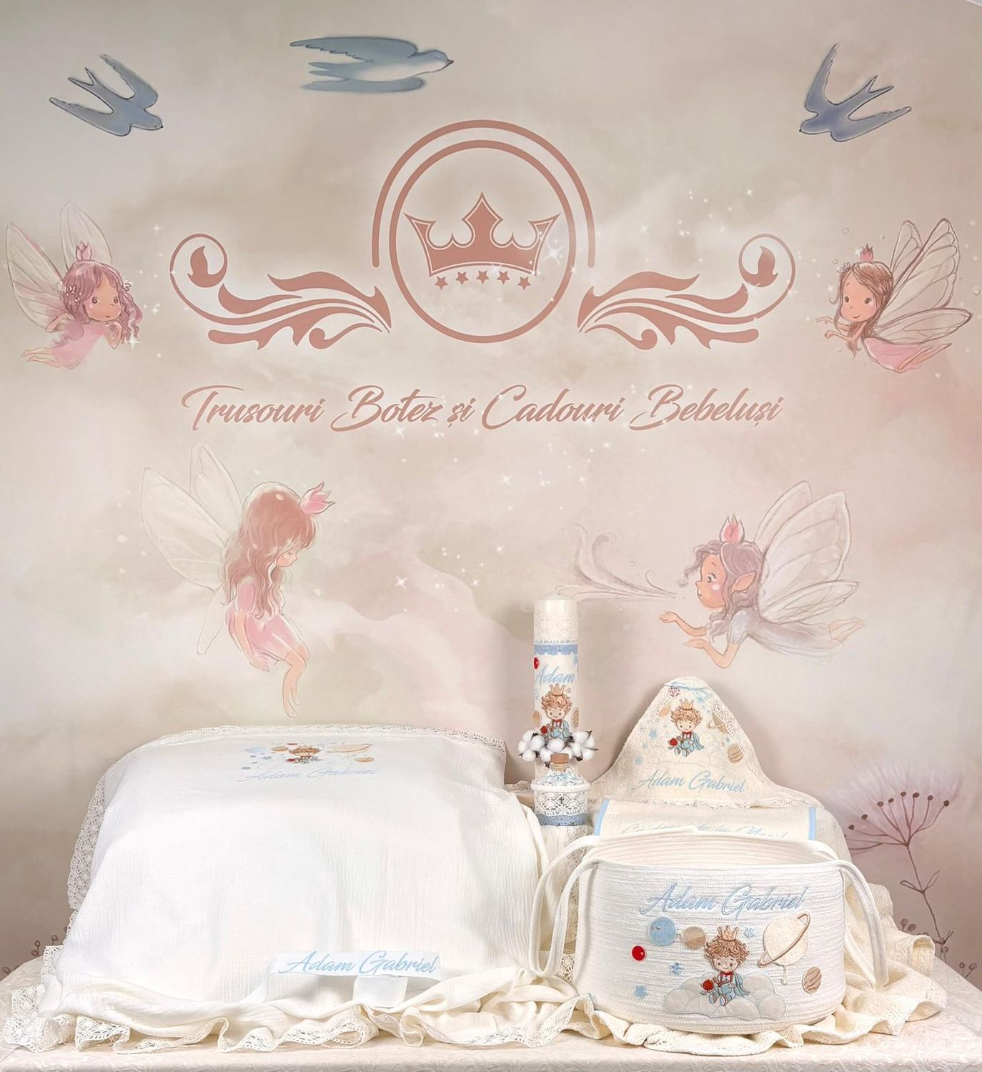 Trusou Botez Muselina Micul Print Adam