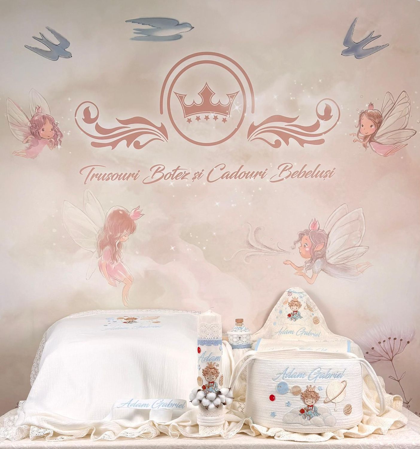 Trusou Botez Muselina Micul Print Adam