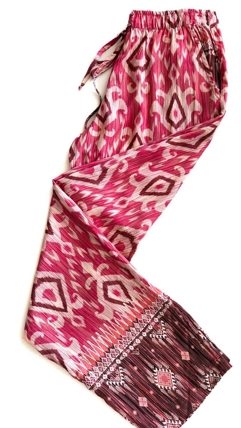PINK BORDER CHILL PANTS - RAYON