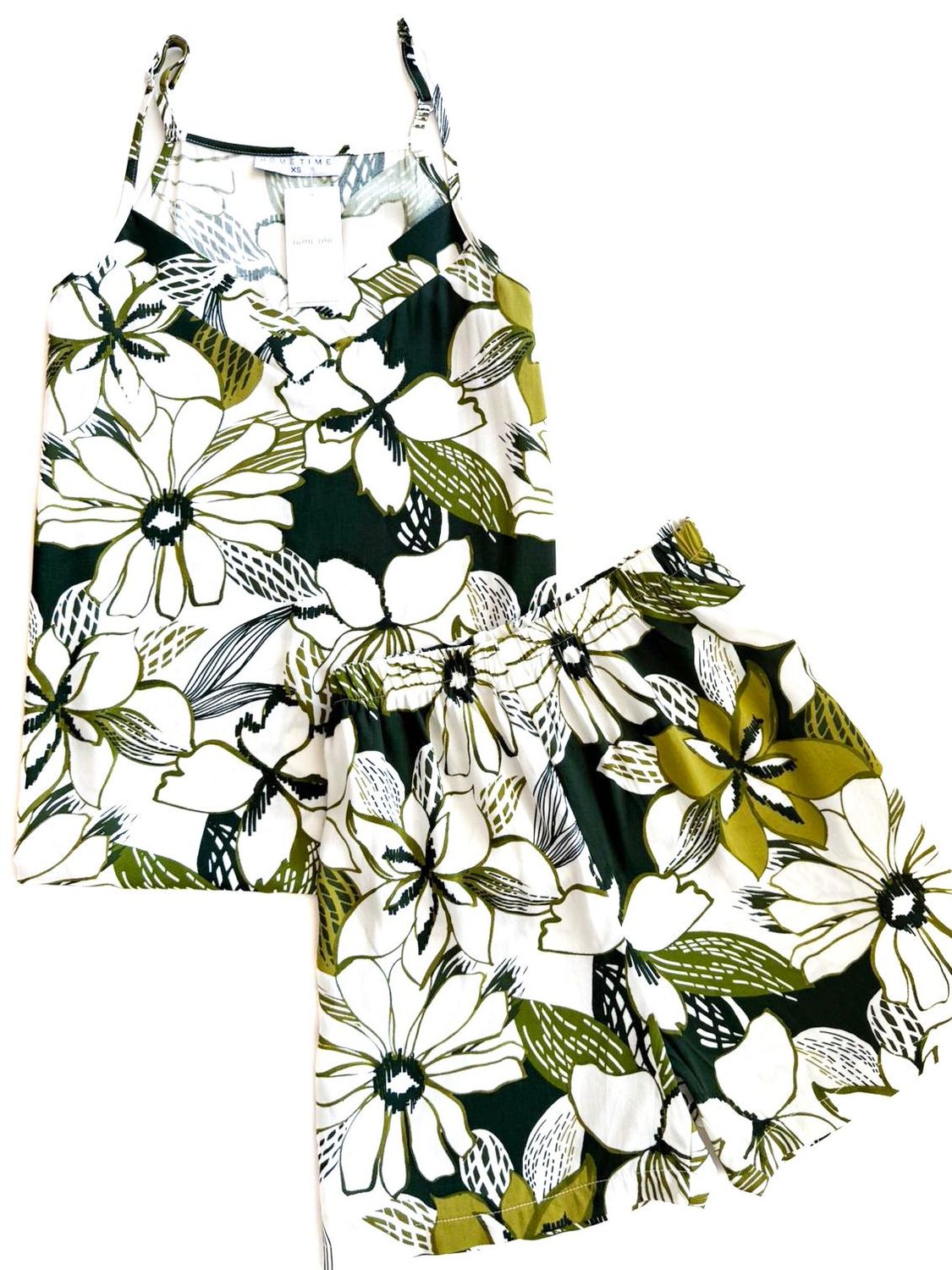 OLIVE BIG FLORAL STRAPPY SET - RAYON