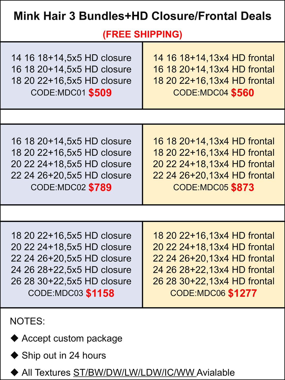 Mink Hair 3 Bundles+HD Closure/Frontal Deals
