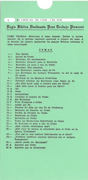 Biblical Slide Rule for Personal Workers (Spanish - Regla Biblica Deslizante Para Trabajo Personal)