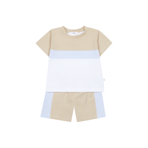 DEOLINDA 'STEVE ' PALE BLUE, BEIGE & WHITE SHORT SET DEO6731