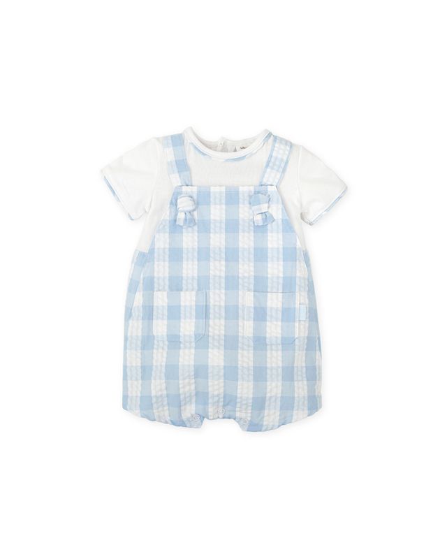 TUTTO PICCOLO SKY BLUE GINGHAM SHORT ROMPER TP2424 **COMING SOON