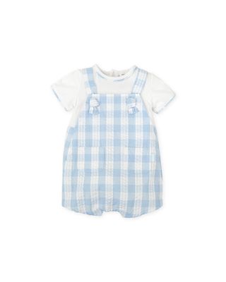 TUTTO PICCOLO SKY BLUE GINGHAM SHORT ROMPER TP2424 TUTTO PICCOLO SKY BLUE GINGHAM SHORT ROMPER TP2424