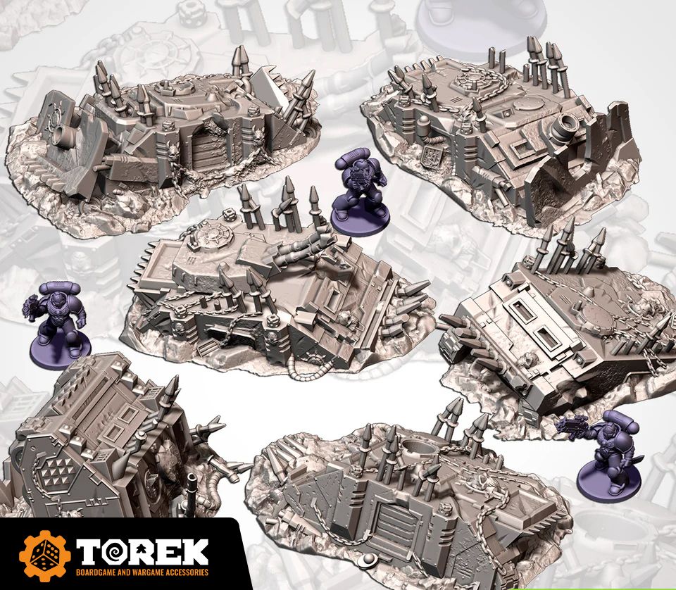 Set de véhicules endomagés, inspiration  Space Marine du Chaos (6 models) - Ruined Chaos Space marines vehicules - Crashed Tanks