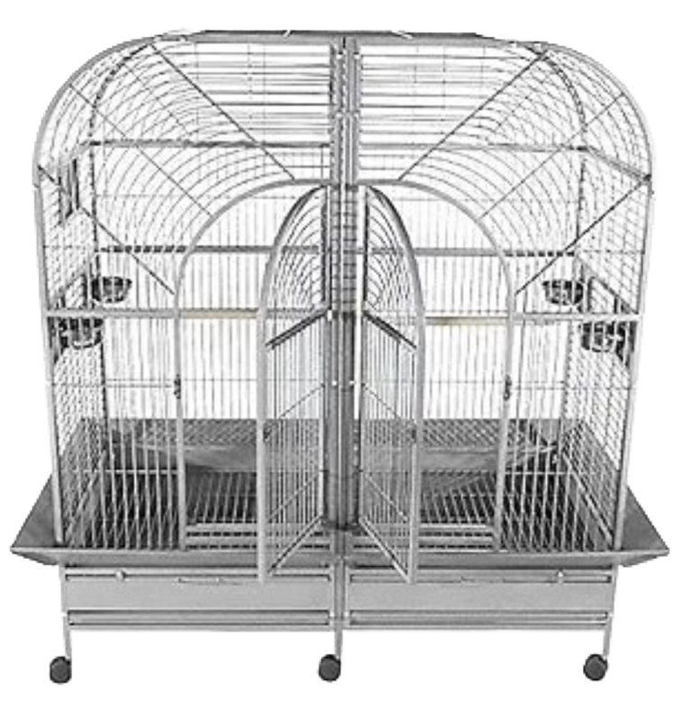 6432 Double Macaw Cage with Removable Divider in Platinum Size: 64" x 32" x 74" with 1" Bar Spacing by A&amp;E Cage Company