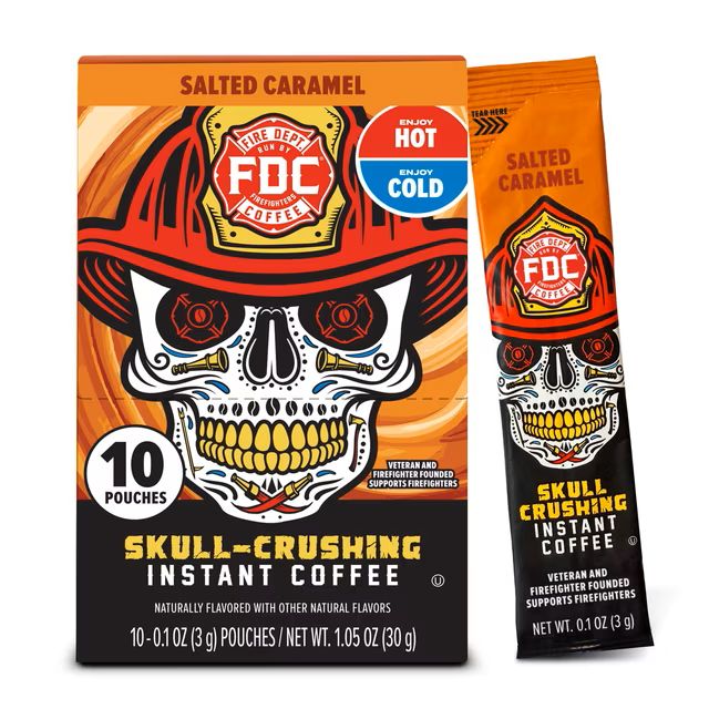 Fire Department Skull Crushing Instant Espresso Coffee Salted Caramel 10ct