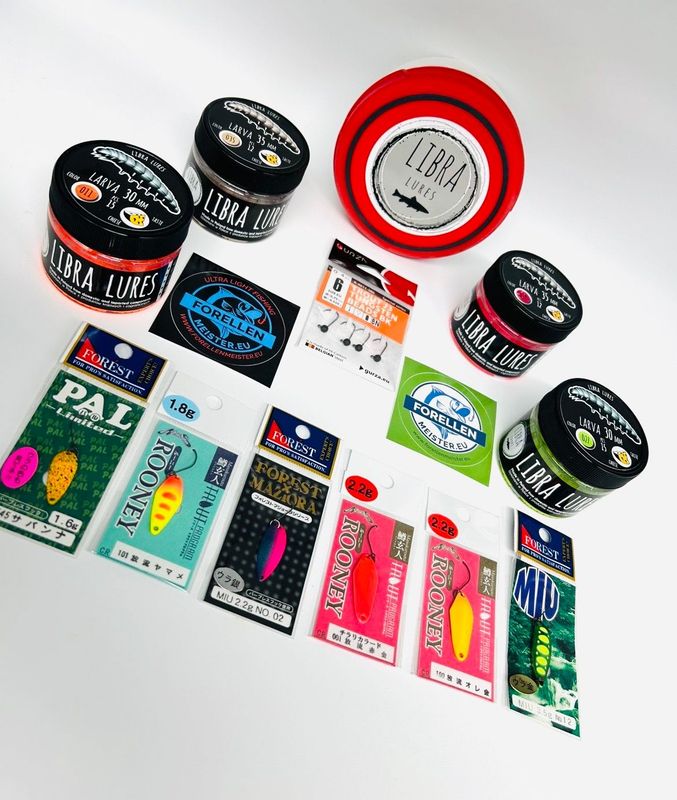 Forellenmeister Bestseller Box mit Spoons und Gummiködern für erfolgreiches Forellenangeln am Forellensee