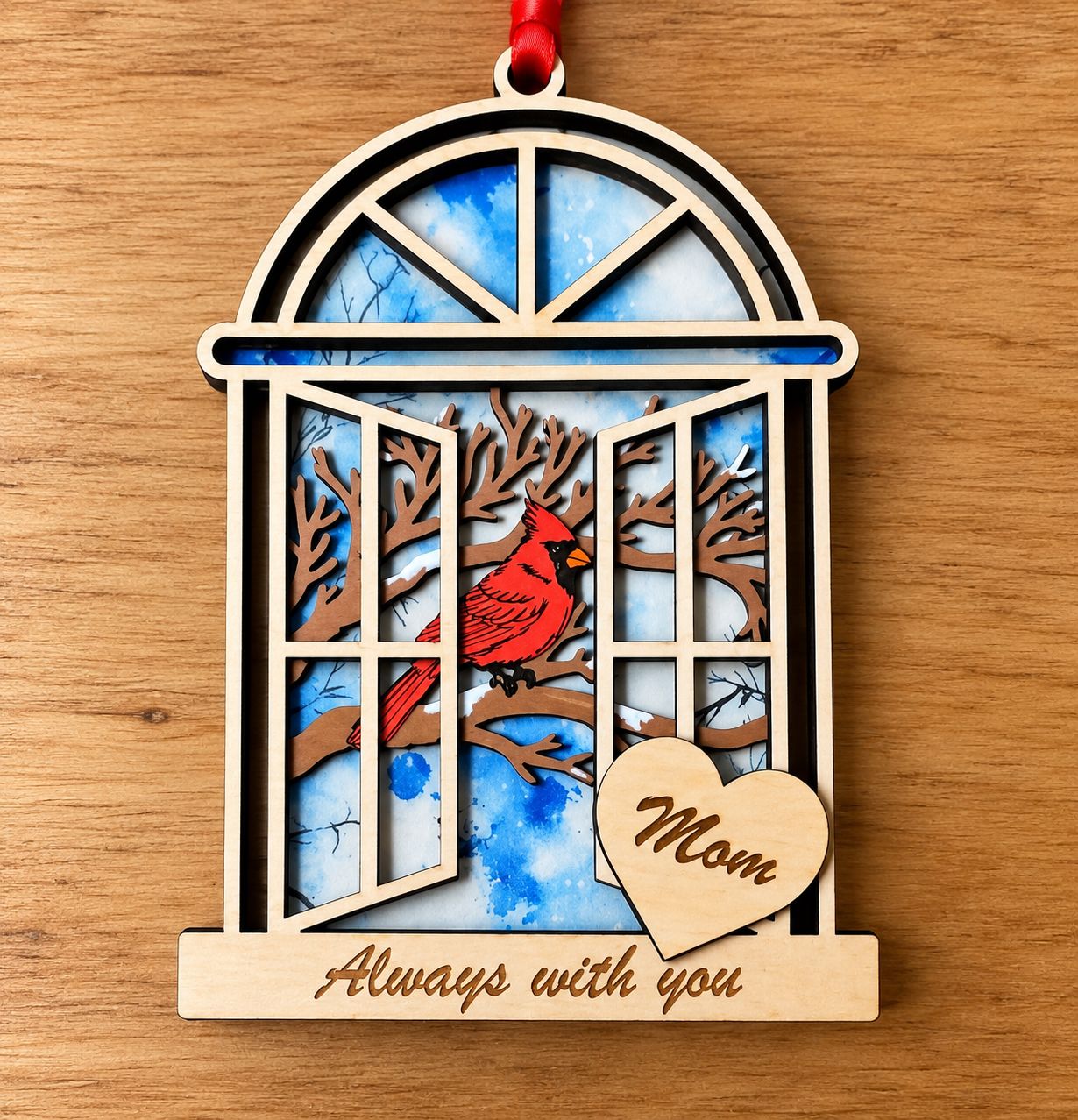 Cardinal Memorial Window Ornament – Personalized Remembrance Keepsake