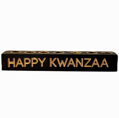 Happy Kwanzaa Kinara - Elegant Engraved Design