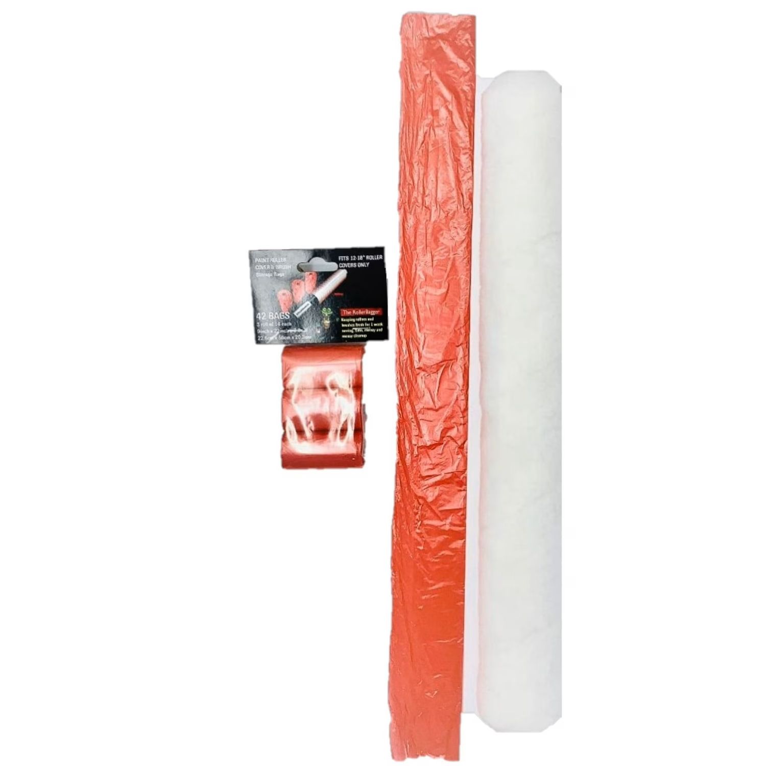 Roller Dave The RollerBagger  42 Count large refill plastic bags for 9" - 18" wet paint roller cover storage.