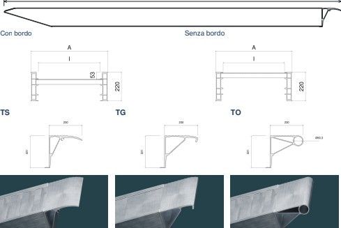 Coppia di rampe  di carico per movimento terra H 220/35BL serie H 220, larghe con bordo, 3500 mm