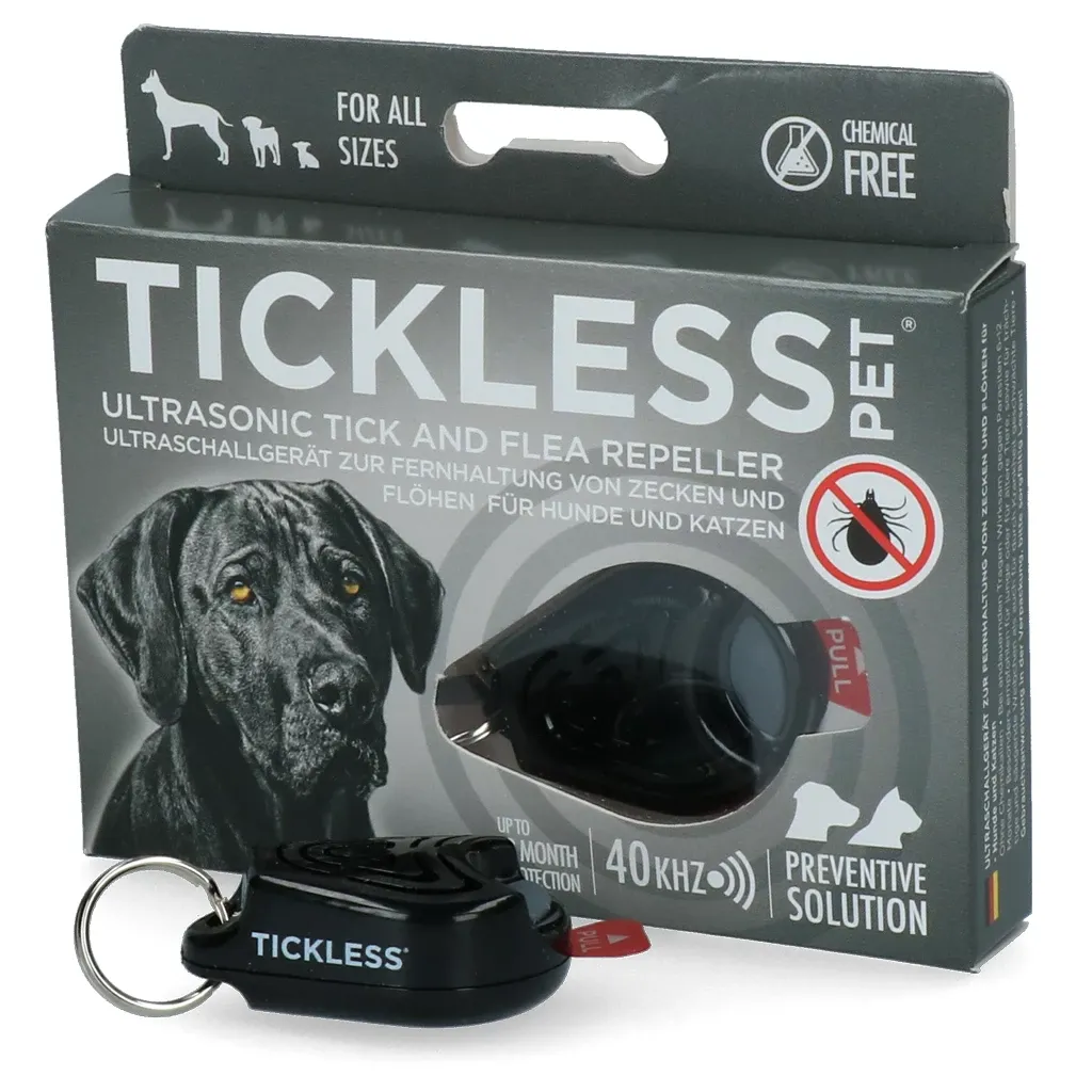 Tickless Pet – Mindestschutz 6 Monate – Zecken- &amp; Flohschutz – Schwarz
