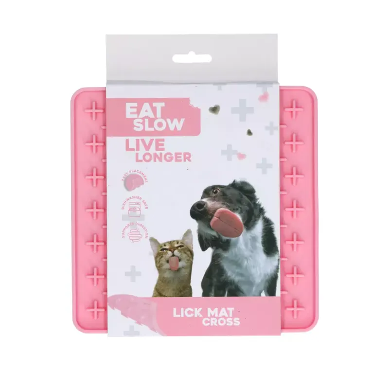 Eat Slow Live Longer Lick Mat Cross Rosa – Leckmatte – Herausfordernd