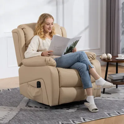 Masssagesessel beige mit Heizfunktion | 8 Massagepunkte, optional Montageservice