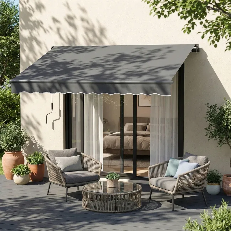 Gelenkarmmarkise Sonnenstore 350 x 300 cm, inkl. Kurbel & Wandhalterung, Winkel einstellbar