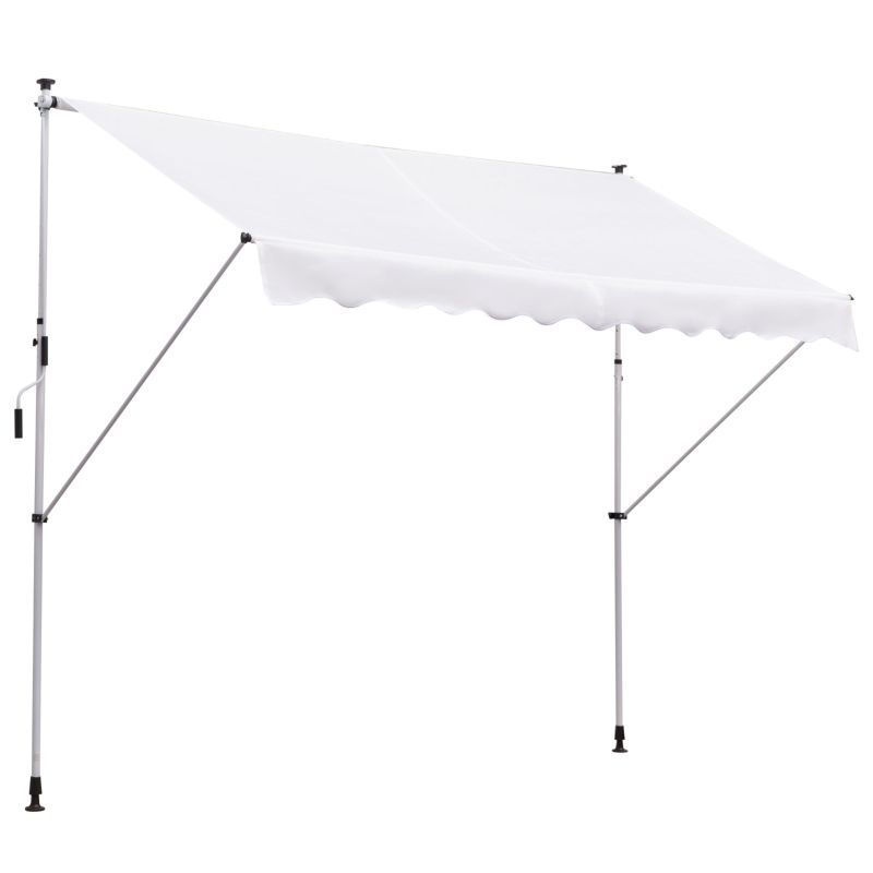 Sonnenstore Markise, ausziehbarer Arm, 3x1,5m, Kurbel, Teleskopstruktur, Weiss