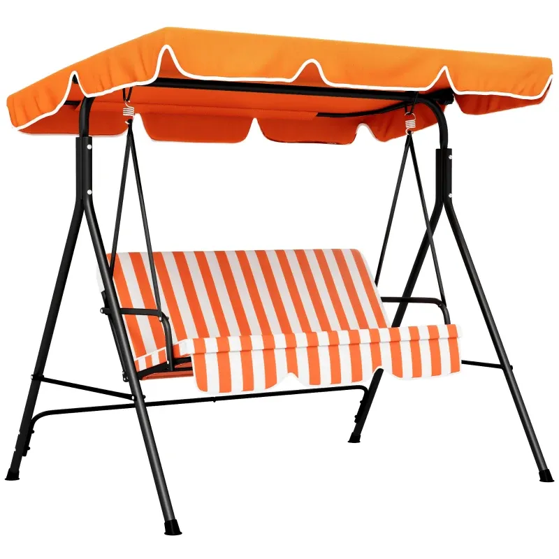 Hollywoodschaukel, Gartenschaukel 3 Personen, verstellbares Dach, Stahlrahmen, 172x110x153 cm, Orange