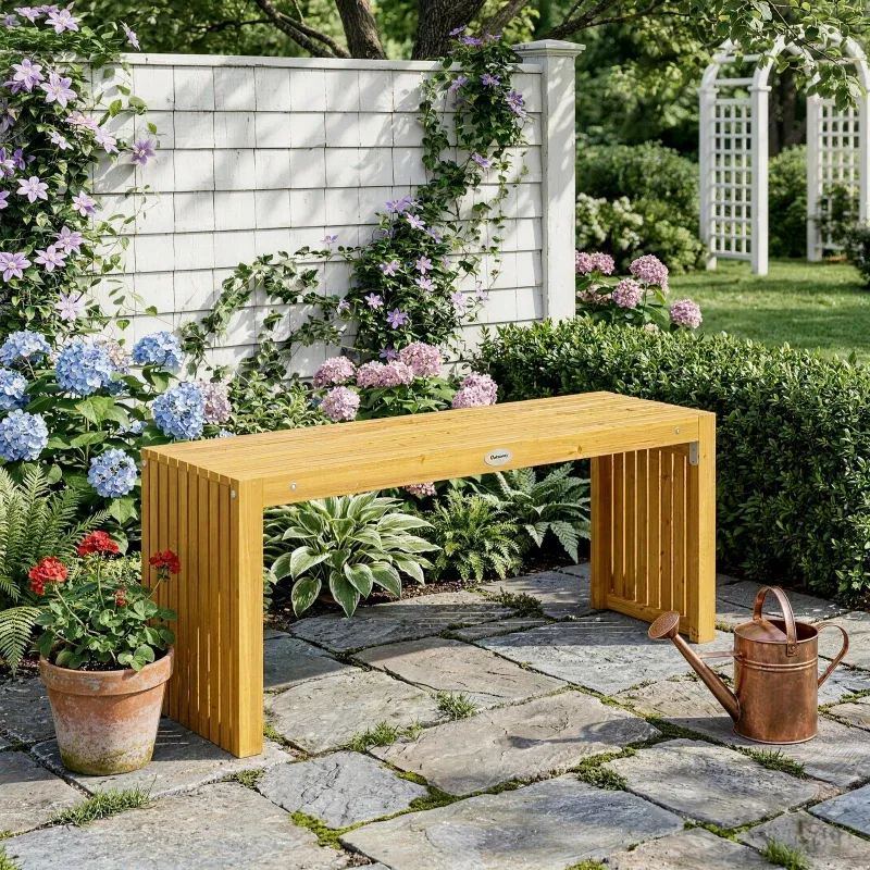 Gartenbank aus Holz, 2‑Sitzer, 110 cm, mit Latten-Sitzfläche, Natur