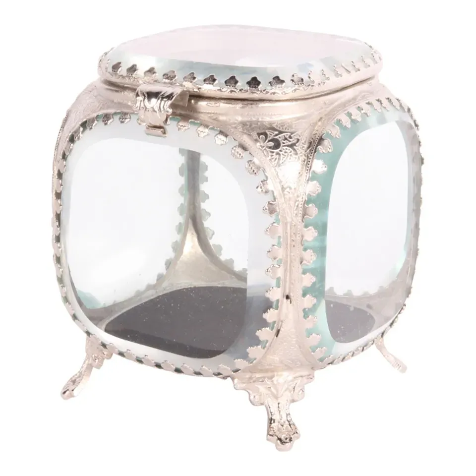 Silberne Glasbox 11 cm aus der Barock Kollektion mit dekorativen Details