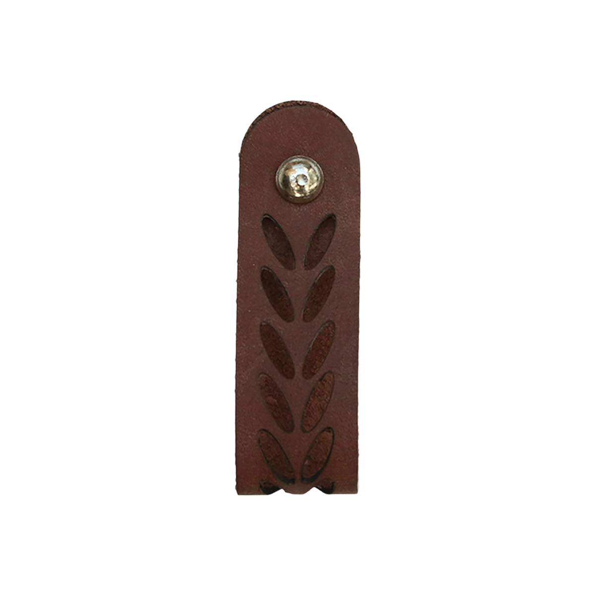 Ledergriff mit Lochmuster in Cognac, H 6/L 2 cm Griff aus Leder und Eisen mit Lochmuster in Cognac, H 6/L 2 cm