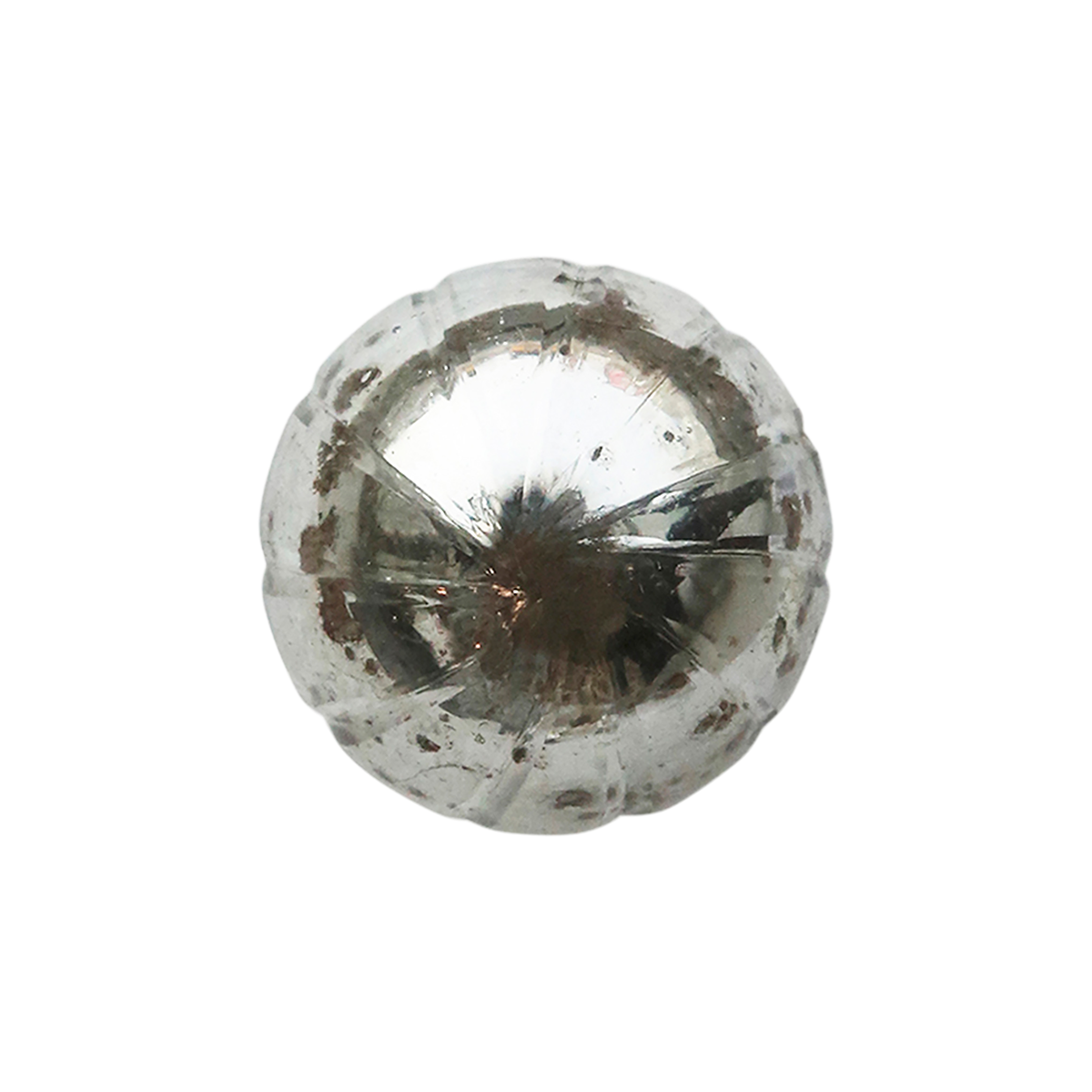 Handgemachter runder Griff aus Glas und Eisen in Silber, D 3 cm