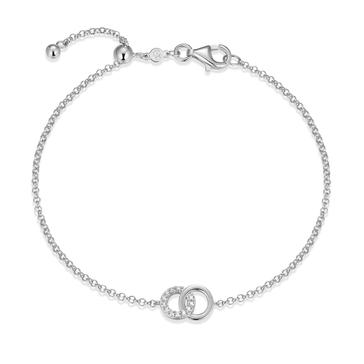 Twin Circle Bolo Bracelet with Lab-Created Diamonds, Silver
