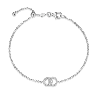 Twin Circle Bolo Bracelet with Lab-Created Diamonds, Silver