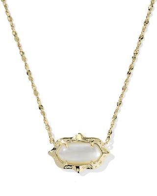 Kendra Scott Elisa Scallop Frame Necklace, Gold/Natural Mother-of-Pearl