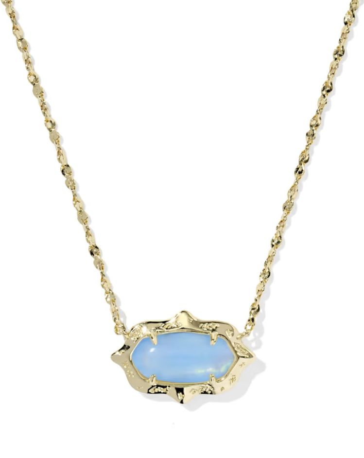 Kendra Scott Elisa Scallop Frame Necklace, Gold/Sky Blue Iridescent Abalone