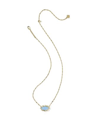 Kendra Scott Elisa Scallop Frame Necklace, Gold/Sky Blue Iridescent Abalone