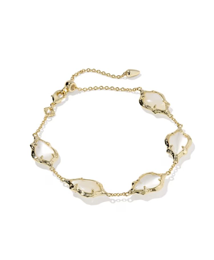 Kendra Scott Adriana Scallop Frame Chain Bracelet, Gold/Natural Mother-of-Pearl