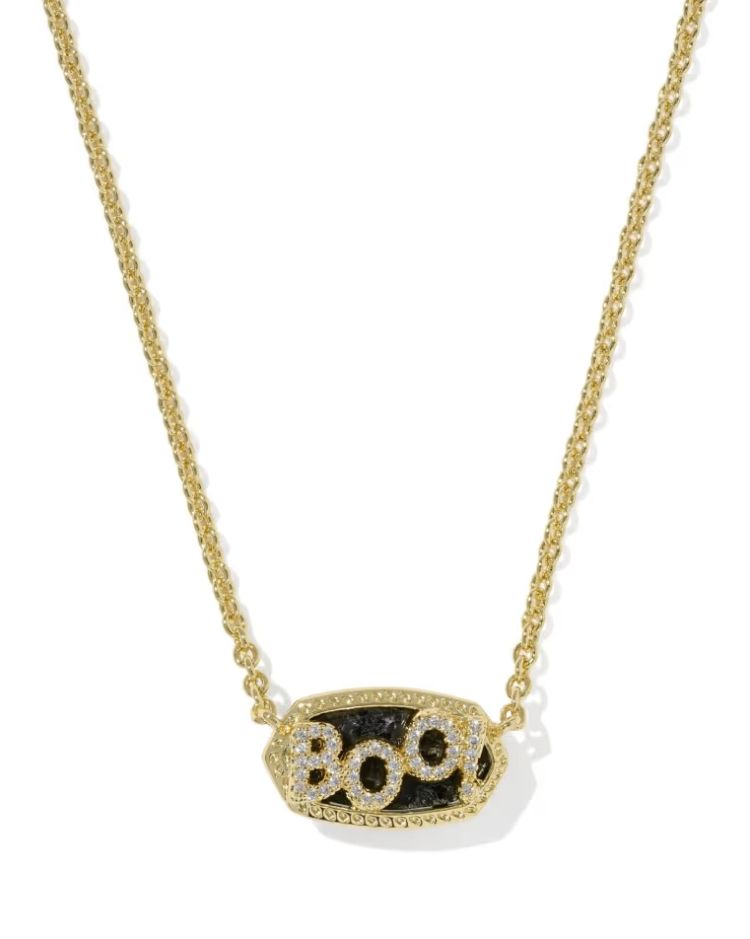 Kendra Scott Reversible Elisa BOO! Necklace, Gold/Black Granite